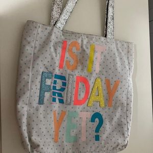 kids white and sliver is it friday yet bag